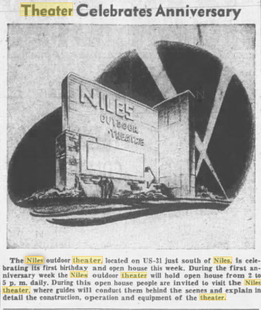 Niles 31 Outdoor Theatre - 15 Aug 1949 1 Year Old